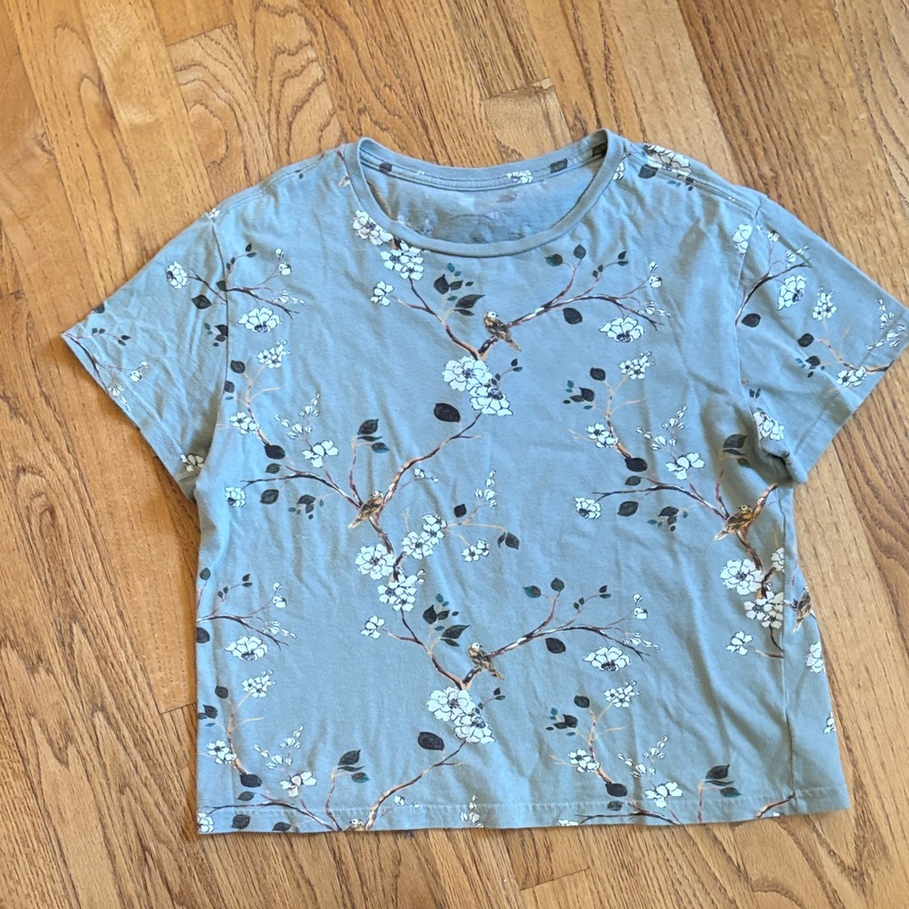 Lucky Brand Blue Floral Short Sleeve Tee